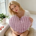 thumbnail image 4 of Couch Throw Pillows for Living Room, Valentines Home Decor, Heart Decorations, Valentines Plush, 12X10 Inch Heart Shape Striped Accent Pillow, Soft Huggable Decorative Cushion,, 4 of 5
