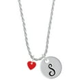 thumbnail image 1 of Delight Jewelry Acrylic 5/16" Red Heart Silvertone Script Initial Disc - S - Charm Necklace, 20"+3", 1 of 4