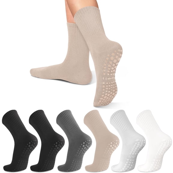6 Pairs Pilates Socks for Women Grip Socks Non Slip Yoga Socks for Ballet Dance Barefoot Workout