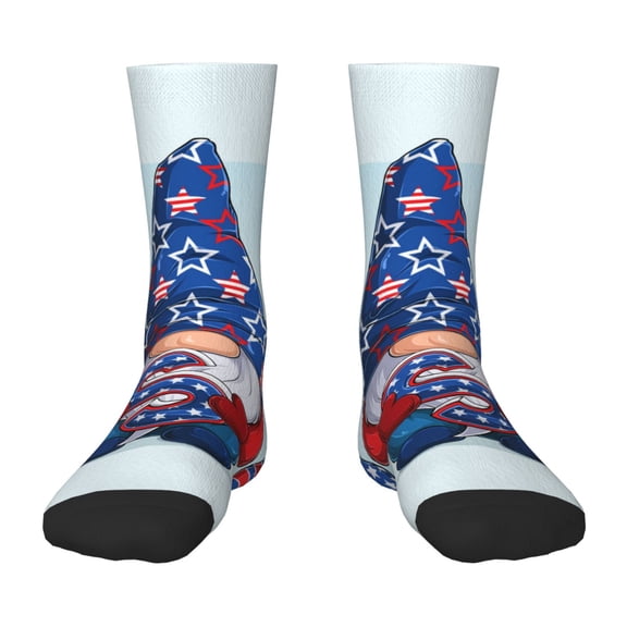 Fuzoiu Cute Gnomes in USA1 Print Kids Socks For Boys Girls,Grip Crew Socks with Non Slip,Lightweight Stretch Crew Socks,Toddlers Crew Boot Socks