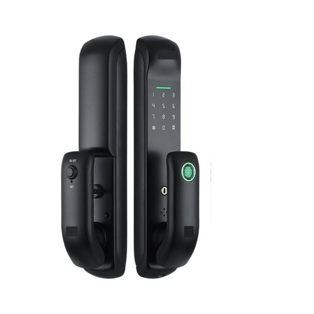 Door Lock, Electronic Fingerprint Biometric Frosted Panel Digital Smart Door Lock TUYA Or TTLock APP Password IC Card Security ,Easy to Install