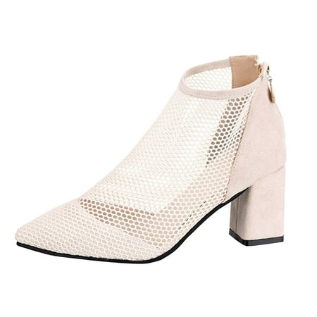 OJSFQUFP Womens Shoes Winter Warm Boots Boots for Women Pointed Toe Heel Boots Pull On Boot Comfortable Work Shoes for Women Work Boot White 37