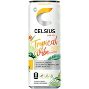 Celsius Sparkling Energy Drink  No Sugar or Preservatives  Tropical Vibe (4 Drinks, 12 Fl Oz. Each)