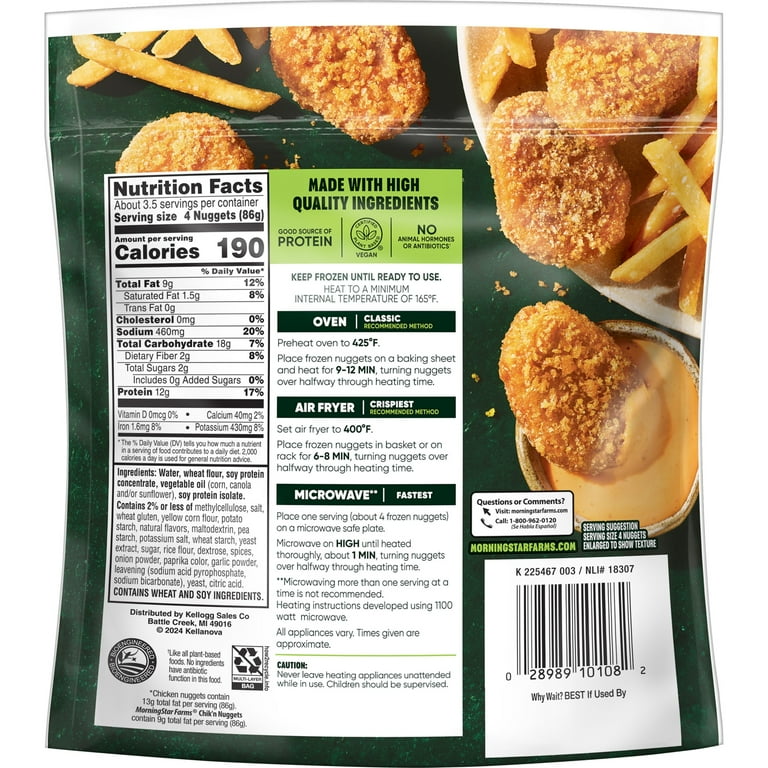 MorningStar Farms Vegan Original Plant Based Chik'n Nuggets,