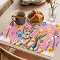 thumbnail image 3 of Pink Easter Bunny Placemats Set of 6 Spring Tulip Floral Easter Eggs Plaid Place Mats Indoor Wipeable Table Mats Washable Cloth Dining Table Placemats for Kitchen Holiday Party Home Decor 13x19 Inch, 3 of 9