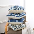 thumbnail image 2 of Set of 4 Decorative Geometric 18 x 18 Inches Throw Pillow Covers - Modern Pattern Linen Square Pillow Cushion Case for Sofa Couch Bed Home Outdoor Car (18" x 18", Blue/Beige), 2 of 6