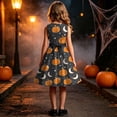 thumbnail image 6 of Girls Halloween Printed Dress Crew Neck Sleeveless Belted Back Zipper Costume Kids Trendy Casual A-Line Swing Dress Orange 01 5-6 Years, 6 of 7
