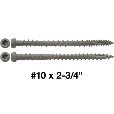 

#10 x 2-3/4 GRAY (Foggy Wharf Gravel Path) Composite Decking Exterior Coated Wood Screw Torx/Star Drive Head - Decking Exterior Coated Torx/Star Drive Wood Screws(1 POUND - 75 Approx. Screw Count)