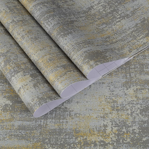 UMIGGEE Gray/Multicolor Wallpaper Grasscloth Peel and Stick Wallpaper 17.3-in x 118-in Wall Paper Stick and Peel Contact Paper Removable Self Adhesive Vinyl Wallpaper