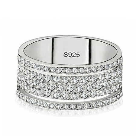 Exquisite 925 Sterling Silver White Sapphire Wedding Ring