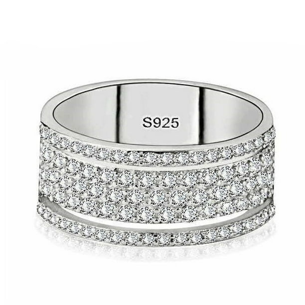 Bliss Exquisite 925 Sterling Silver White Sapphire Wedding Ring