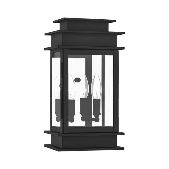 2014-04 Livex Lighting Princeton - 2 Light Outdoor Wall Lantern in Traditional Style - 7.5 Inches wide by 14 Inches high-Black Finish