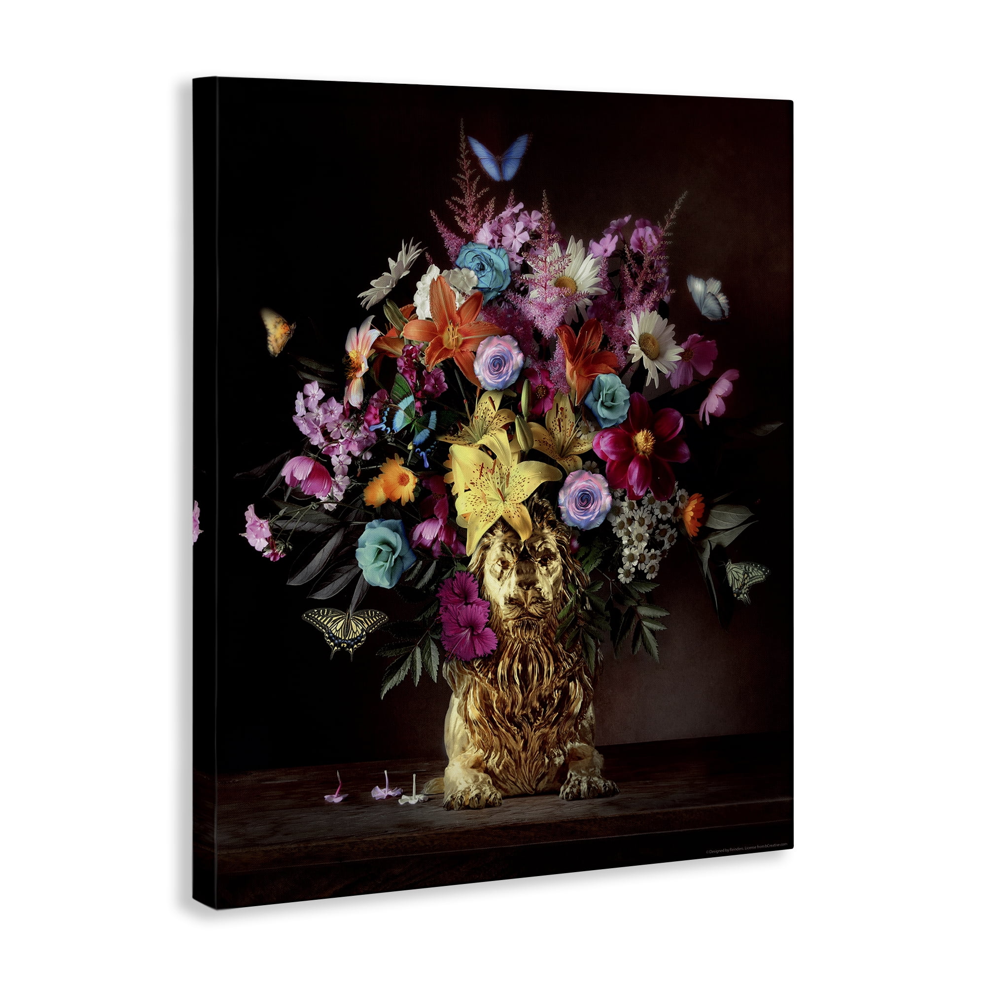 Stupell Industries Bouquet in Dog Vase Plants & Flowers Painting Wrapped Canvas Art Print Wall Art, 16 x 20