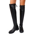 thumbnail image 3 of Women's Over the Knee Boots Block Heel Thigh High Boots Lace up Tall Boots Fashion Comfortable High Heel Boots Long Boots Black-A 8.5(42), 3 of 8