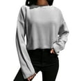 thumbnail image 2 of Aueoeo Sweaters For Teens, Soft Comfy Ladies' Casual Round-Neck Long-Sleeved Pullover Knitted Shirt Top Knitwear, 2 of 6