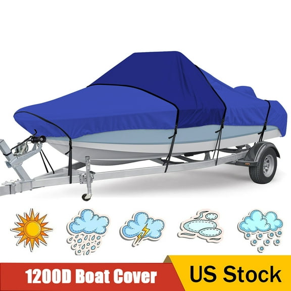 RVMasking  Heavy Duty 1200D Waterproof Boat Cover for 20ft-22ft Center Console Boat Cover with Storage Bag
