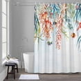 thumbnail image 5 of Summer Coastal Bathroom Shower Curtain, Coral Seaweed Shell Starfish Fish Rustic Waterproof Washable Soft Bath Curtain for Bathtub Decor with 12 Hooks&Grommet, 72x72 Inch, 5 of 9