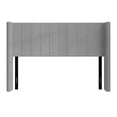thumbnail image 3 of Home Design Ipswich Twin Upholstered Wingback Headboard with Nailhead Trim, Modern Vertical Channel Tufting, Gray, Easy Assembly, 3 of 9