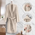 thumbnail image 3 of Bata de Baño Mujer y Hombre - Suave, Absorbente y de Secado Rápido - Albornoz Unisex y Unitalla ideal como Toalla de Baño, para Spa, Natación y Descanso (Beige), 3 of 7