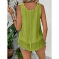 thumbnail image 6 of Dazajoo Linen Cotton Summer Tank Tops for Women Solid Color Irregular Hem Sleeveless Tshirts Casual Loose Fit Beach Shirts,Army Green,M, 6 of 10