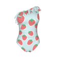 thumbnail image 4 of Yiaed Hand Drawn Strawberry Print Women One Piece Swimsuits Tummy Control One Shoulder Bathing Suits Pattern Ruffle Swimwear-X-Large, 4 of 8
