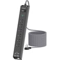 thumbnail image 2 of PYYAN-Surge Protector Power Strip 15 Ft Cord, Ultra Thin Flat Extension Cord with 6 Outlets 4 USB Ports(2 USB C), Flat Plug Power Strip, 15 Ft Long Power Cord, Home Office College Dorm Room Essential, 2 of 4