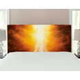 thumbnail image 1 of Landscape Headboard, Vivid Thunder in Apocalyptic Sky Judgement Day End of World Themed Art, Upholstered Decorative Metal Bed Headboard with Memory Foam, Full Size, Yellow Brown, by Ambesonne, 1 of 4