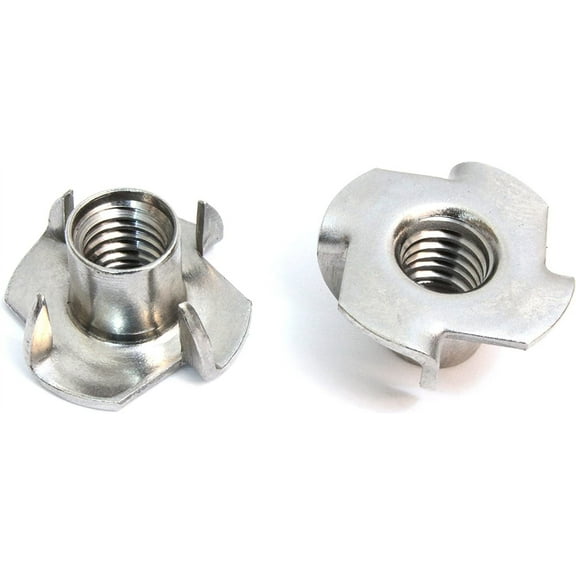 Bolt Dropper 3/8""-16x7/16"" T-Nut (10pcs), Stainless Steel Pronged Tee Nut