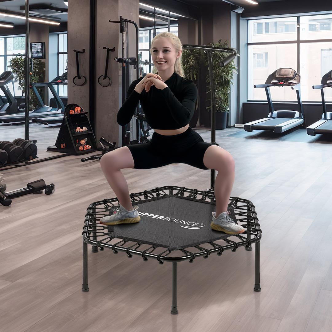 Machrus Upper Bounce 50" Mini Trampoline with Adjustable Handrail – Fitness Trampoline for Kids & Adults, Indoor & Outdoor Rebounder