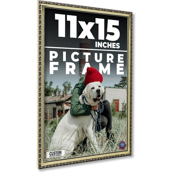 11x15 Frame Silver Solid Wood Picture Frame Width 1.125 Inches | Interior Frame Depth 0.375 Inches