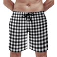 thumbnail image 1 of Blue And White Checkerboard Board Shorts Vintage Checker Print Beach Shorts Drawstring Pattern Design Swim Trunks Plus Size 3XL, 1 of 5