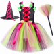 thumbnail image 3 of Disfraz de bruja para niñas, vestido de tutú de Halloween, ropa, trajes con sombrero, escoba, arcoíris, vestidos elegantes para fiesta de carnaval para niños pequeños, 3 of 5