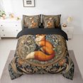thumbnail image 2 of Homewish Jungle Wildlife Fox 7 Pieces Bedding Comforter Set,Vintage Country Floral Full Bedding Set,Orange Brown Black Fitted Sheet Flat Sheet For Girl Teens,Breathable Home Decor Reversible, 2 of 8