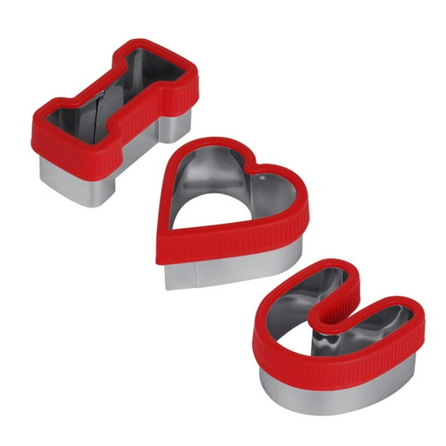 3Pcs/Set Bread Mold Smooth Incision Rust-Proof Non-slip Easy Demoulding Detachable Heart Letter Cookie Cutter Kitchen Supply
