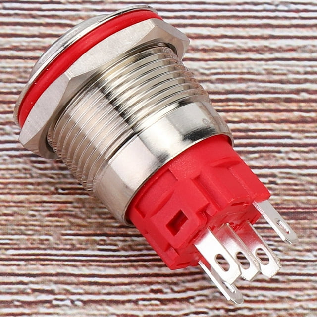 Latching Push Button, Momentary Push Button Stainless Steel 1NO 1NC For CNC For Car For Computer For Home Appliance Ring Power Lamp High Head Self-locking