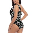 thumbnail image 4 of Wukai Daisies Flowers Chic One Shoulder Swimwear with Ruffle Design and Tummy Control Skirt: Fashionable, Supportive, Comfortable for Beach-Large, 4 of 7