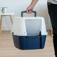 thumbnail image 4 of IRIS USA Jumbo Enclosed Hooded Cat Litter Box with Front Door Flap and Scoop, Navy, 4 of 9