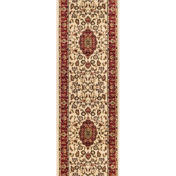 Well Woven Barclay Medallion Kashan Traditional Oriental & Persian Ivory 2'3" x 7'3" Runner Rug