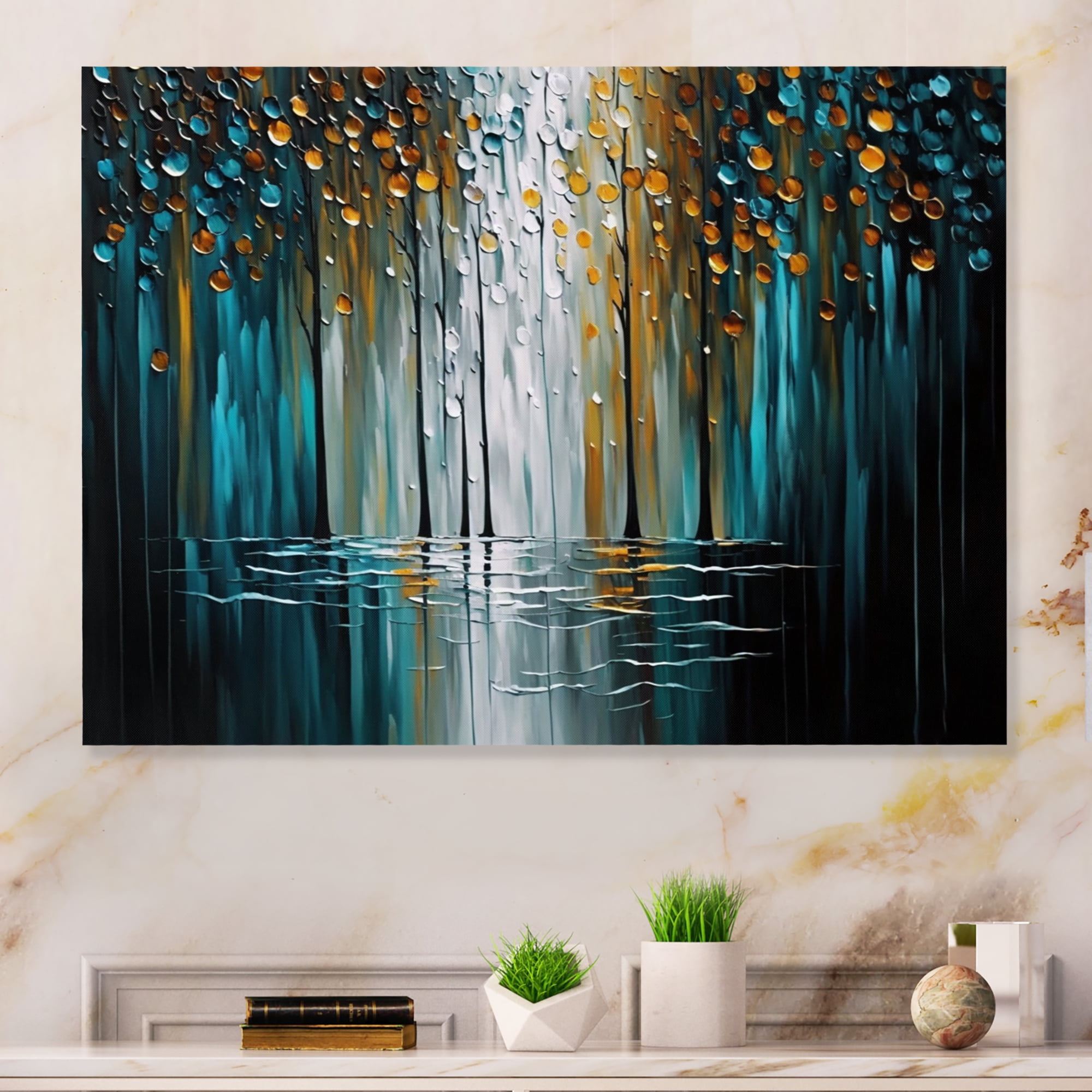 Designart Abstract Nature Trees Painting I Canvas Wall Art