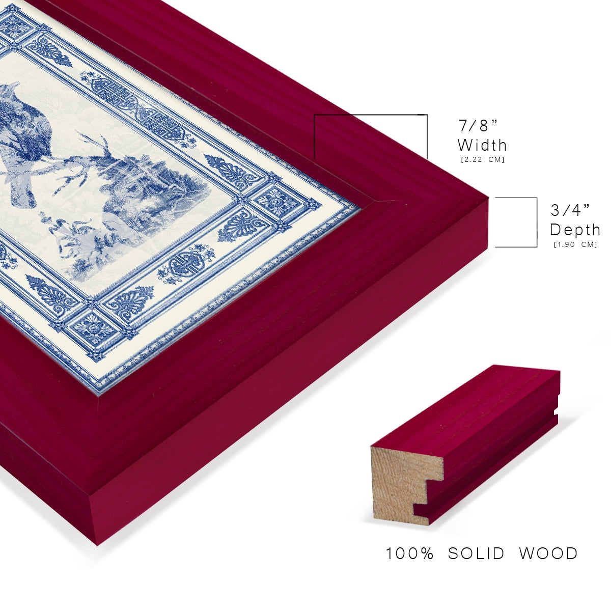 Toile de Jouy I -Framed Print w/glass-Cherry Red