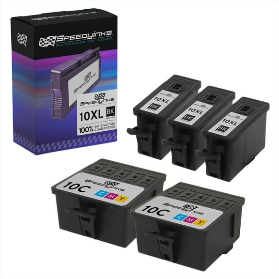 Speedy Inks Compatible Ink Cartridge Replacement for Kodak #10B & Kodak #10C (3 Black, 2 Color, 5-Pack)