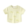 thumbnail image 3 of KyCheLot T-Shirts à Col Rond pour Filles T-Shirts d'Été de Couleur Unie à Manches Courtes T-Shirts Confortables Mignons avec Nœud, 3 of 9
