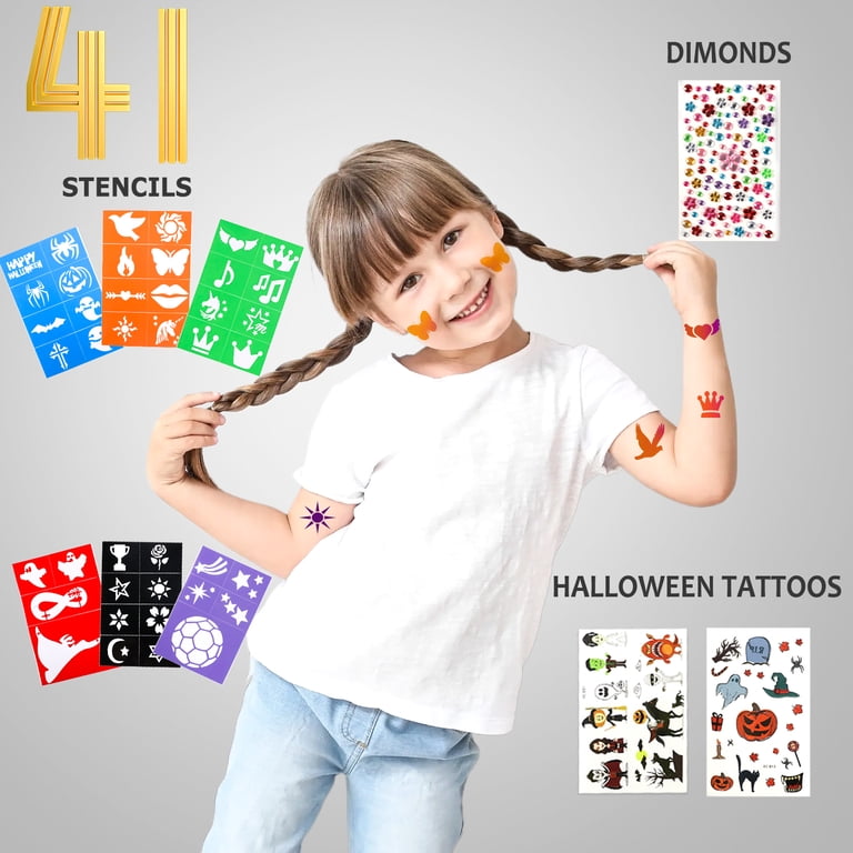 Kit De Pintura Facial Y Corporal De 24 Colores – Lavable, Con Pinceles, Plantillas Y Purpurina, Para Halloween Y Fiestas