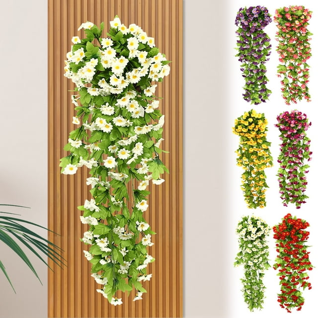 Flores colgantes de seda violeta - Guirnalda de glicinia artificial de 18 tenedores con 4 cortinas para bodas y decoración del hogar