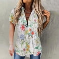 thumbnail image 2 of Moda mujer solapa impresión botón frontal cárdigan manga corta camisa Tops abrigo Pompotops  qwe20259, 2 of 5