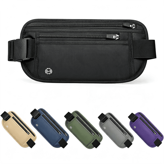 GASTROPOD Black Hidden Money Belt for Travel for Men, Waist Wallet Anti Theft, Rfid Passport Holder for Travel Men Or Women, Money Pouch, Rfid Passport Holder(Black1)