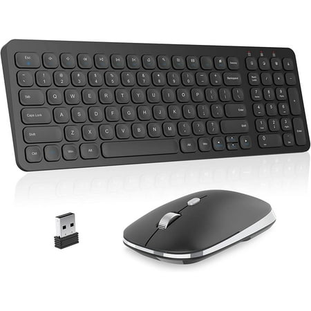 Wireless Keyboard Mouse Combo, Compact Full size Wireless Keyboard and ...