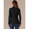thumbnail image 3 of DARING DIVA Women's Split Long Sleeves Basic Casual Turtleneck Tops XS Black, 3 of 6