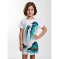 thumbnail image 3 of Kids Simple Short Sleeve Dress A-Line Round Neck Casual Dresses for Girls Youth Girls Age 5-12 Classic Cut, 3 of 6