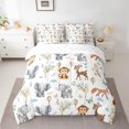 thumbnail image 2 of Castle Fairy Kids Children Cartoon Elephants Monkey Deer Fox Bedding Comforter Set 7 Pieces,Kawaii Jungle Animal Full Bedding Set Lightweight,Cute Wildlife Fitted Sheet Flat Sheet, 2 of 8